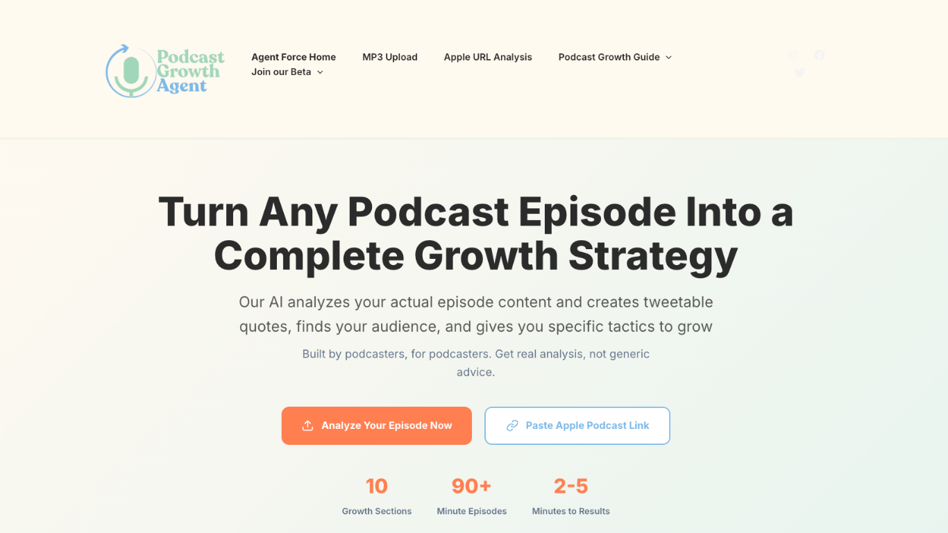 Podcast Growth Agent - Turn any podcast episode into a complete growth strategy with AI-powered analysis