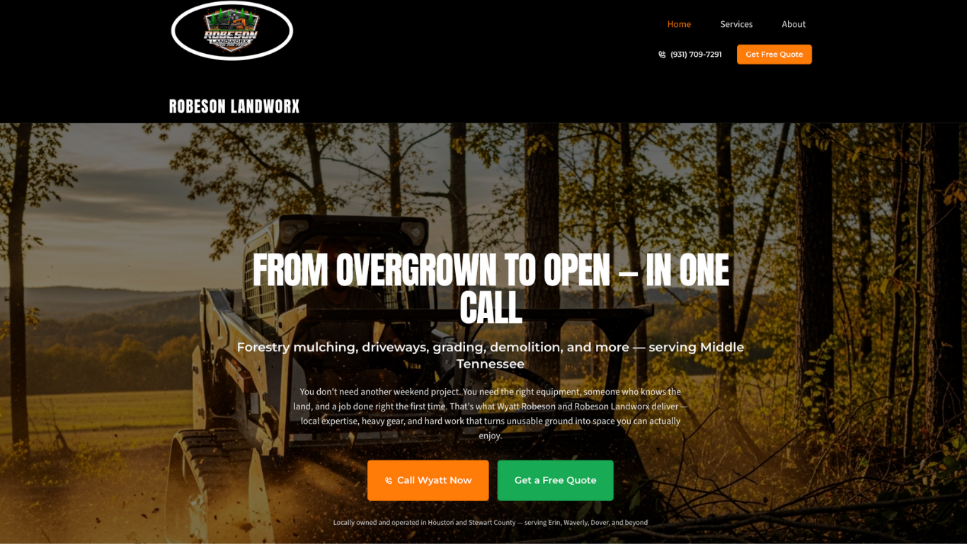 Robeson Landworx - From overgrown to open in one call. Professional land clearing and forestry services